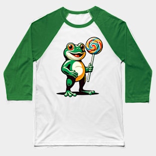 Cute frog with a lollipop Baseball T-Shirt